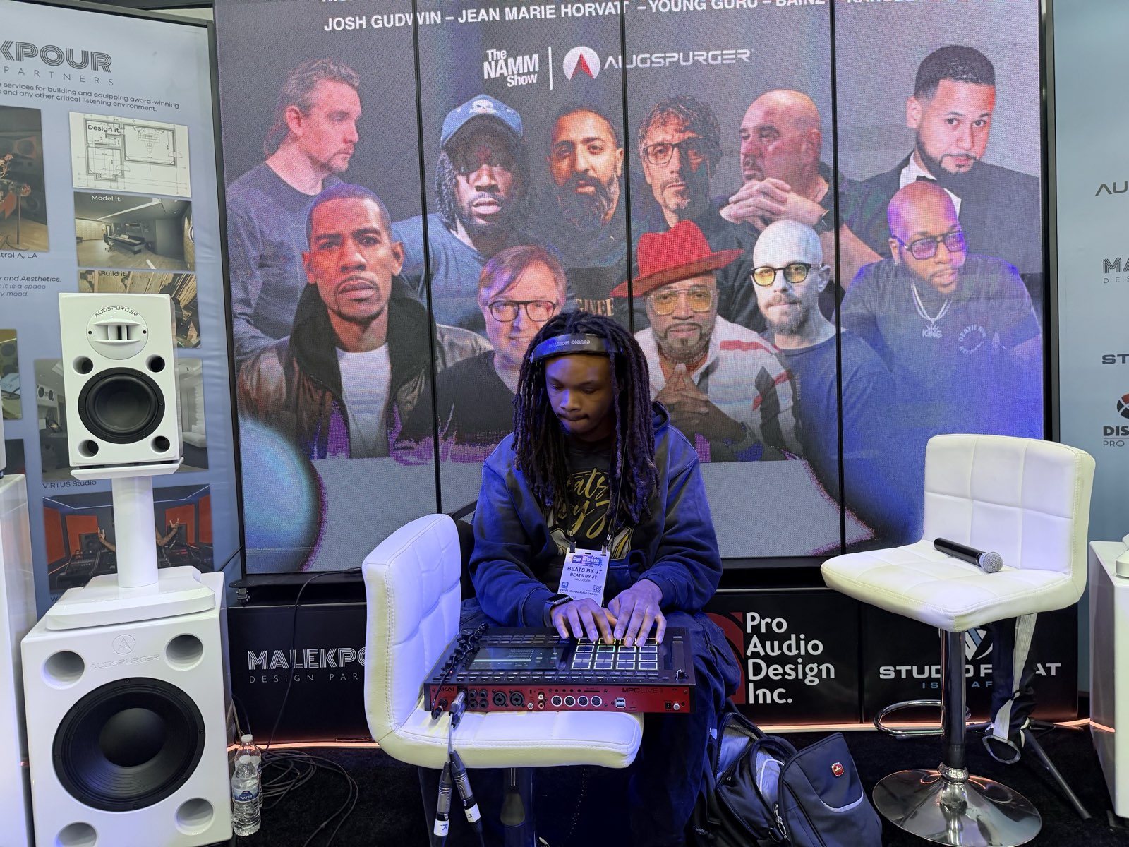 JT performing on MPC at The NAMM Show in the Augspurger environment.